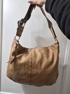 Coach Leather Hobo Shoulder Bag in Tan